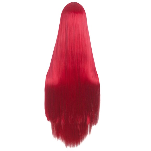 40" Long Bright Red  Straight Cosplay Wig, Anime Costume Party Hair for Women - Picture 4 of 5
